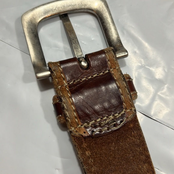 REI brown leather tan edges BELT Leather Belt REI-M7 35-39”waist 1.5”wide mens - Picture 5 of 13